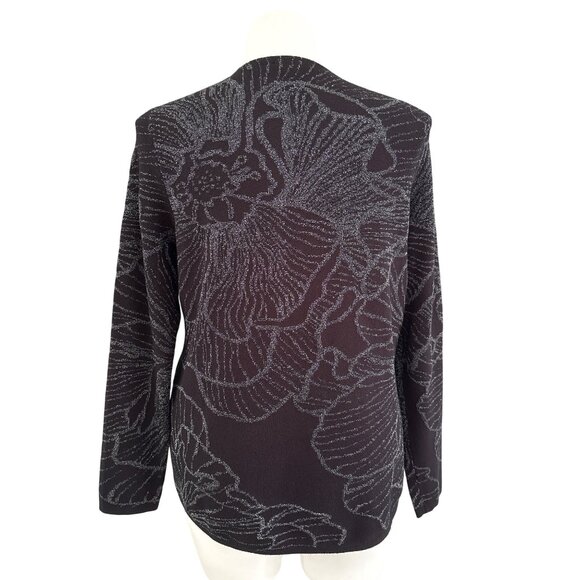 Chico's Jacquard V-Neck Pullover Sweater Metallic Floral Knit V-Neck Size 3 (XL) - Picture 5 of 9